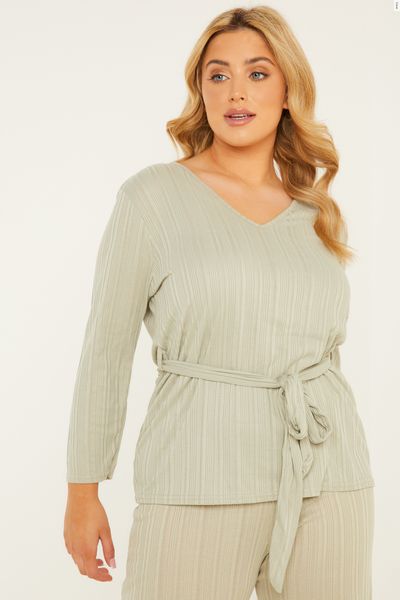 Curve Sage Ribbed Top